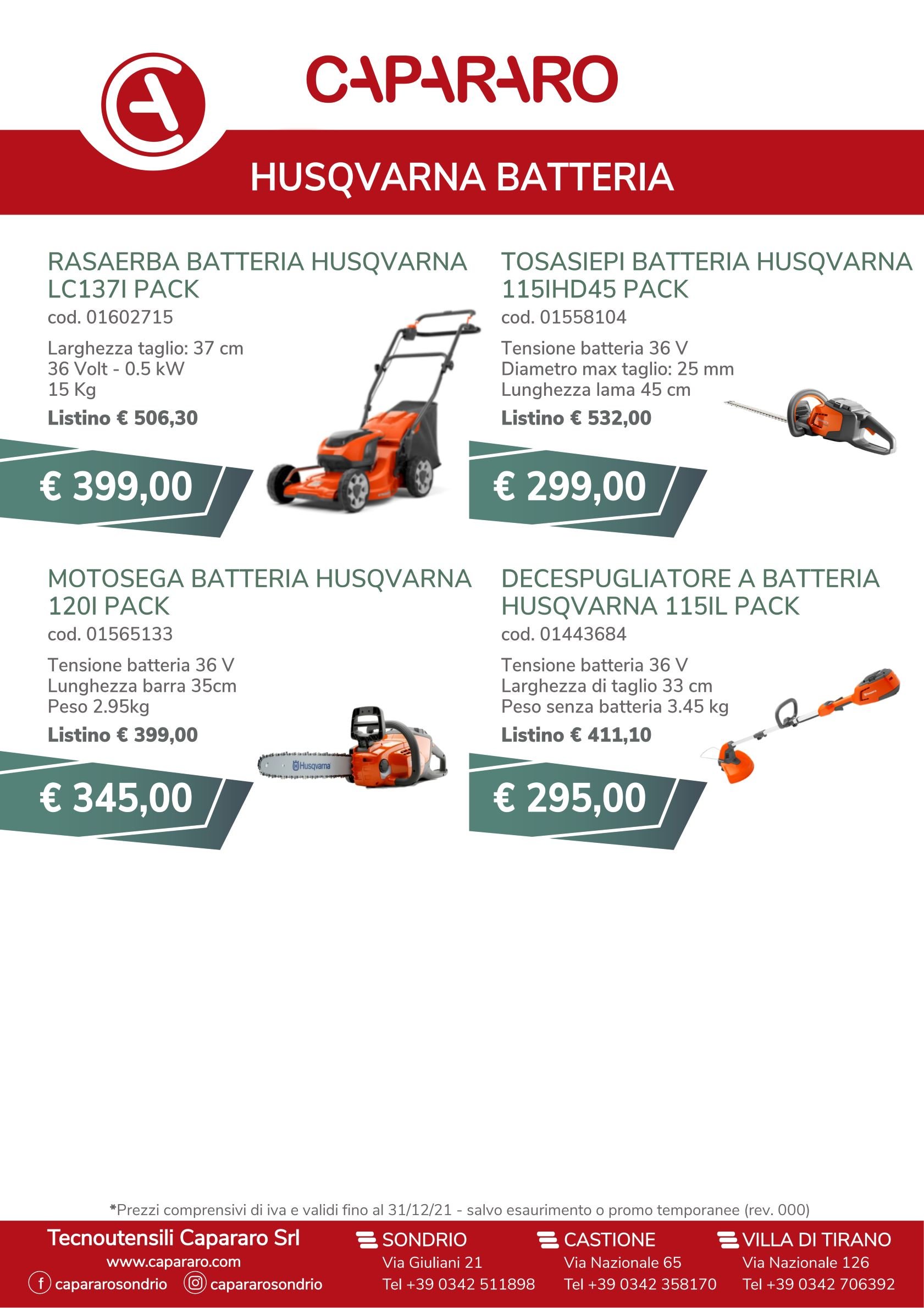 Offerte Husqvarna batteria